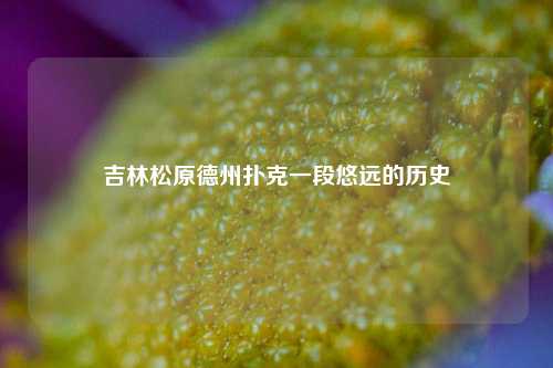 吉林松原德州扑克一段悠远的历史