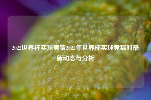 2022世界杯买球竞猜2022年世界杯买球竞猜的最新动态与分析