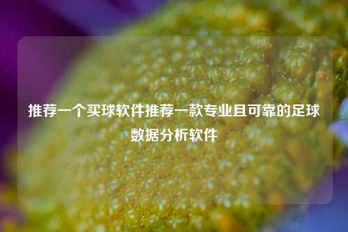 推荐一个买球软件推荐一款专业且可靠的足球数据分析软件