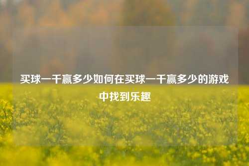 买球一千赢多少如何在买球一千赢多少的游戏中找到乐趣