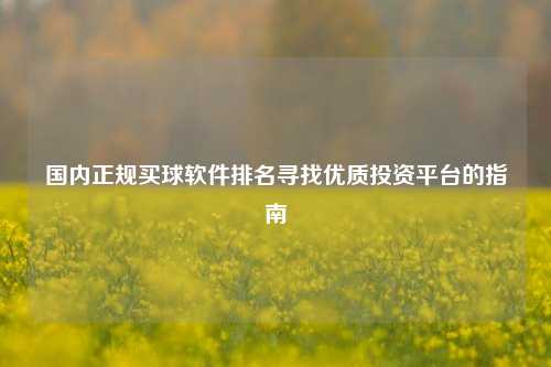 国内正规买球软件排名寻找优质投资平台的指南